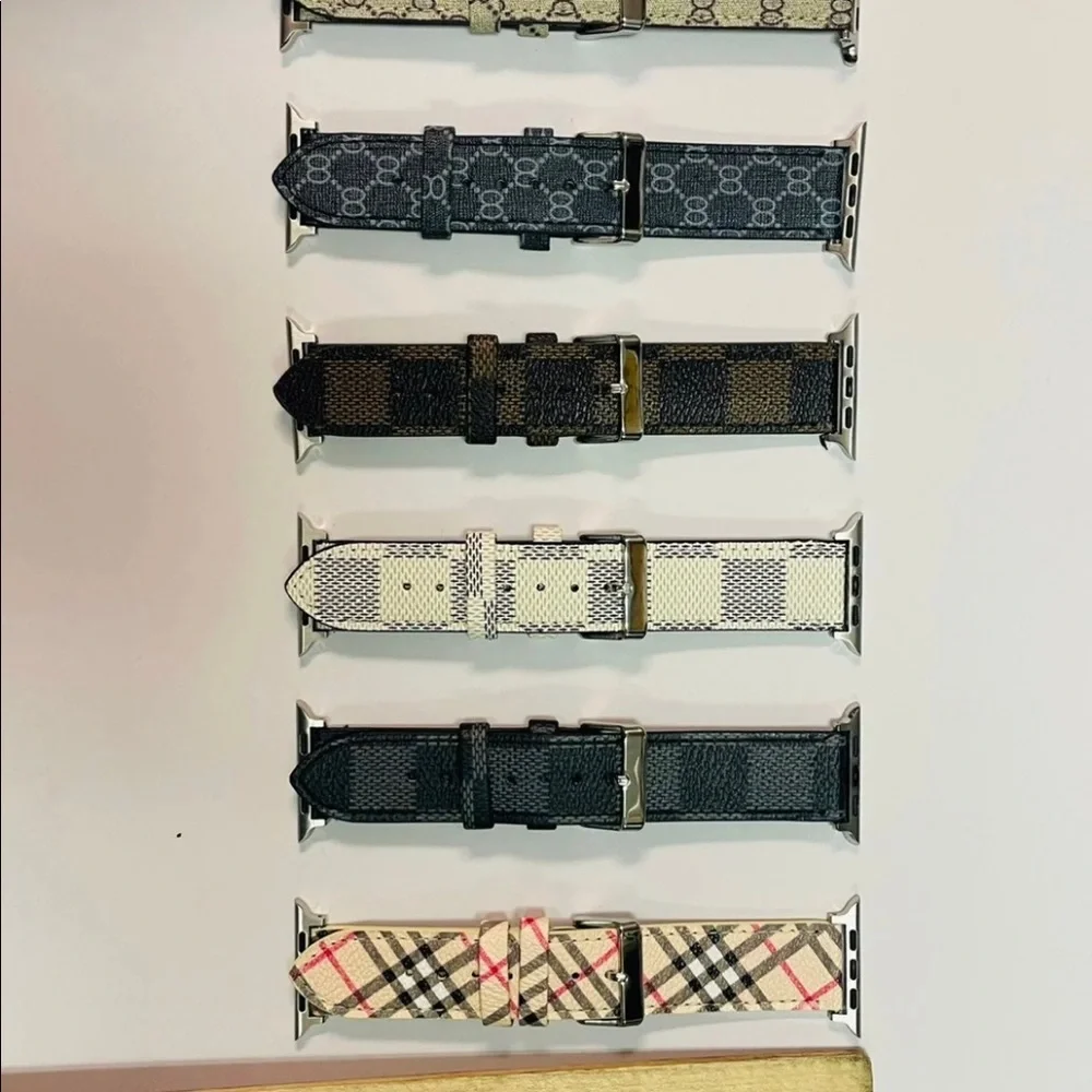 Cute Watchband For Apple Watch Any Series In Checkered Brown Design
